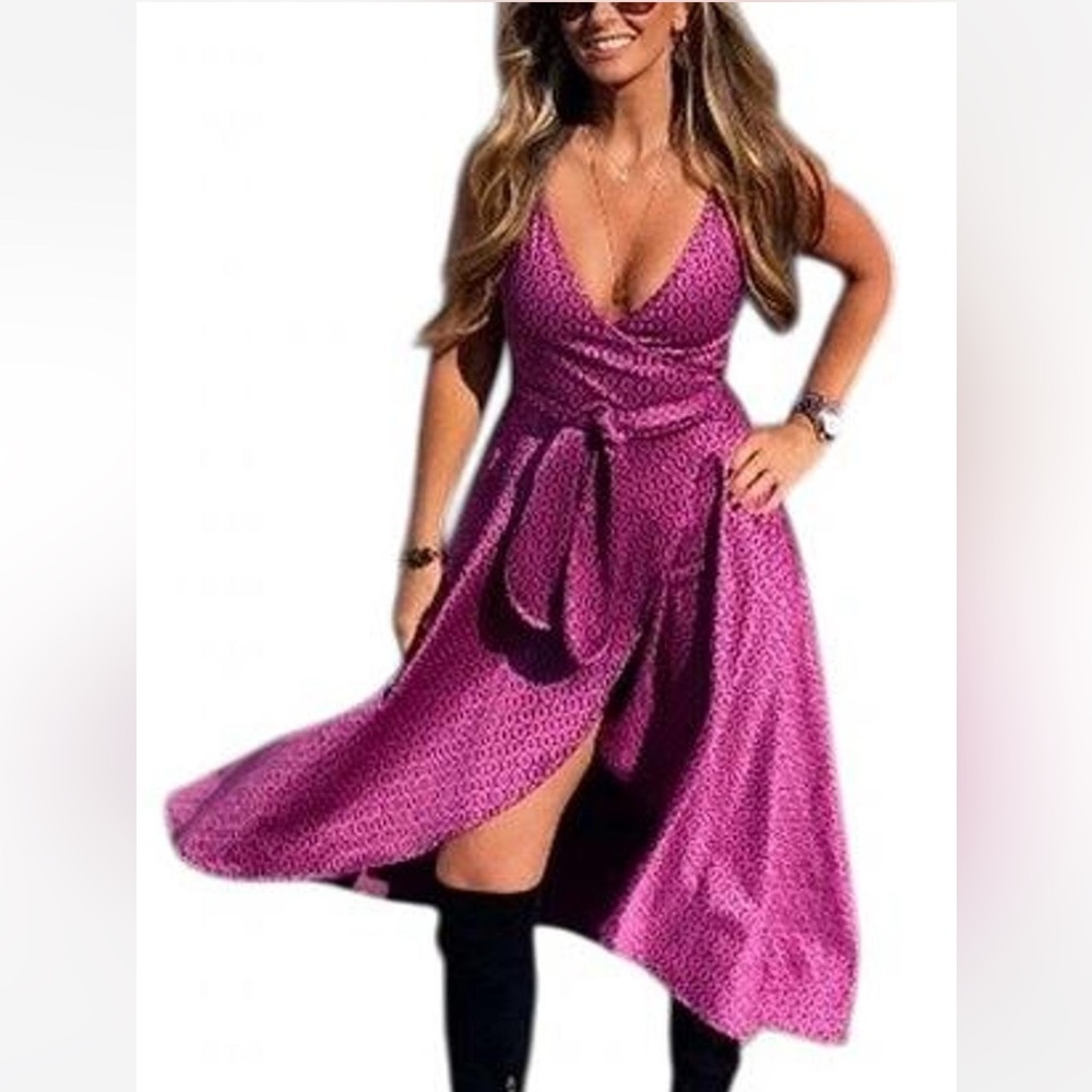 Jolsa Tulum Maxi length wrap style features a long belt tie and spaghetti traps.